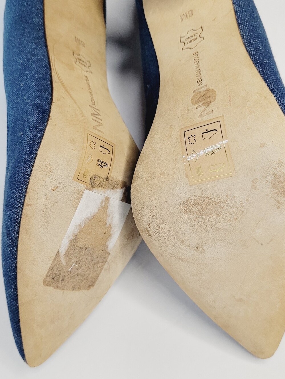 Neiman Marcus Denim Blue Stiletto Heels Pointed Toe Womens 8 M Going Out Y2K - Picture 7 of 8